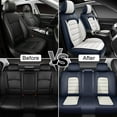 thumbnail image 6 of 5-Seats Car Seat Covers for 95% Kia Models Leather Auto Vehicle Seat Cushions Waterproof Seat Cover Airbag Compatible(White&Blue-Standard), 6 of 6