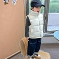 thumbnail image 5 of White Baby Children Boy Girl Collared Neck Zip Up Vest Down Jackets Outfits for Child Sleeveless Camisole Tank Warm Thick Fall Winter Coat 2025 Clothes Trendy 3 Years, 5 of 9