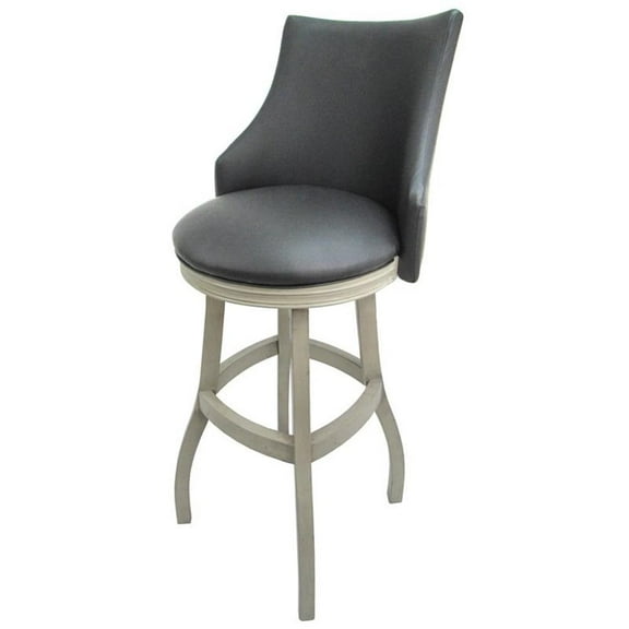 Tobias Designs 34" Swivel Wood Extra Tall Bar Stool in Gray/ White