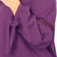 thumbnail image 5 of Agnes Orinda Women Plus Size Tops Tie Neck 3/4 Sleeves Hollow Out Tassel Bowknot Casual Tunic Blouse 2X Purple, 5 of 6