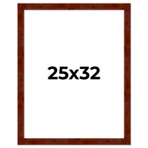 25x32 Walnut Brown Veneer Real Wood Picture Frame Width 1.75 inches | Interior Frame Depth 0.5