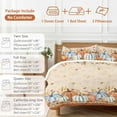 thumbnail image 6 of Orange Blue Pumpkins Bedding Duvet Cover Set Full Size 4 Pieces Thanksgiving Fallen Leaf Vintage Brown Bedding Set with Zipper Closure, 1 Comforter Cover 86x86 Inches 1 Flat Sheet & 2 Pillow Cases, 6 of 7