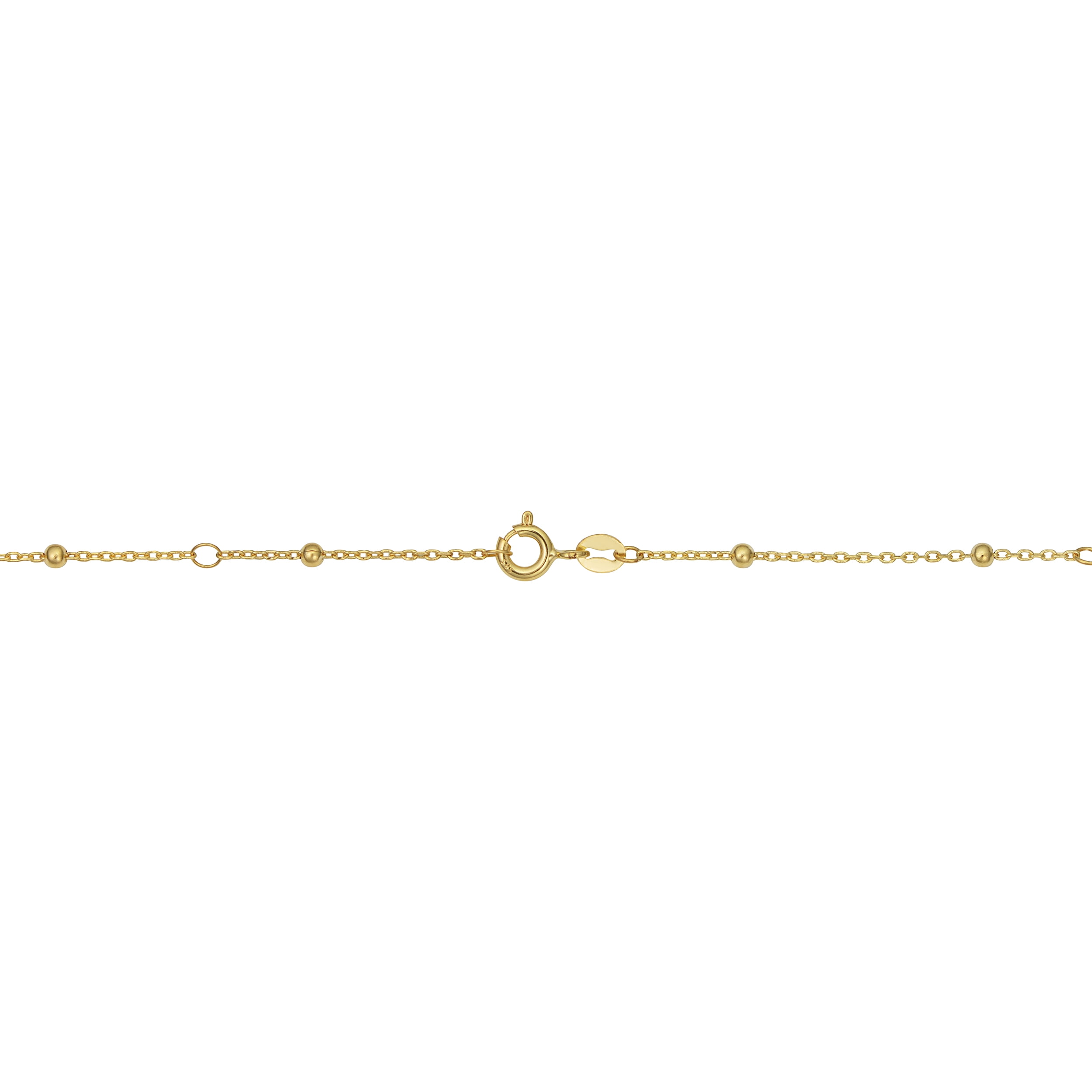 KoolJewelry 14k Yellow Gold Squares and Beads Station Adjustable Length Anklet (adjusts to 9 or 10 inch)