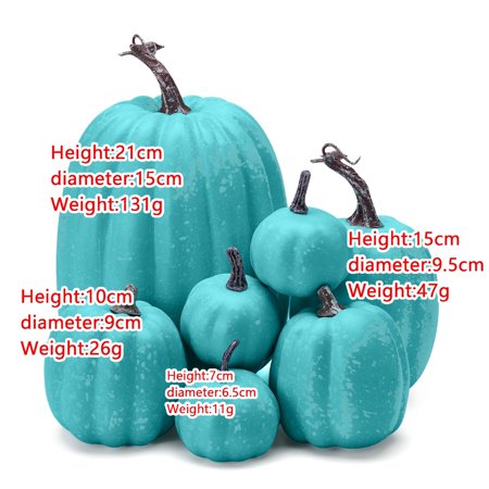 7 Pcs Assorted Sizes Artificial Pumpkins Fall Decor Fake Faux Foam Pumpkins for Halloween Thanksgiving Harvest Home Table Decor (Pink)