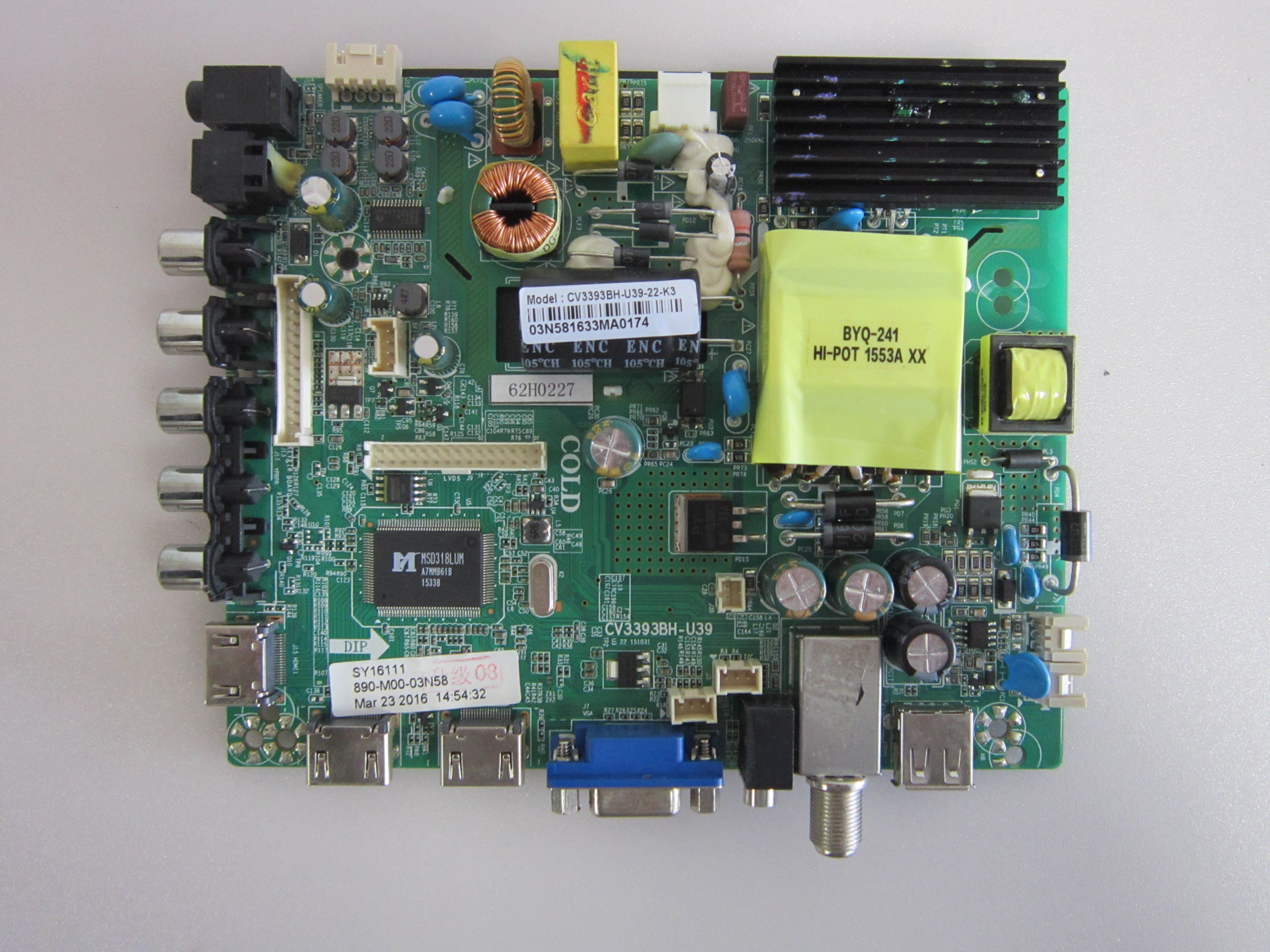 Kenmore 348.7138461 Main Board (CV3393BH-U39) 62H0227 - Walmart.com