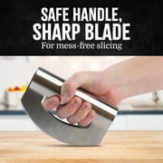 Mindful Design Salad Chopper Mezzaluna Knife - Stainless Steel Rocker - 6 in