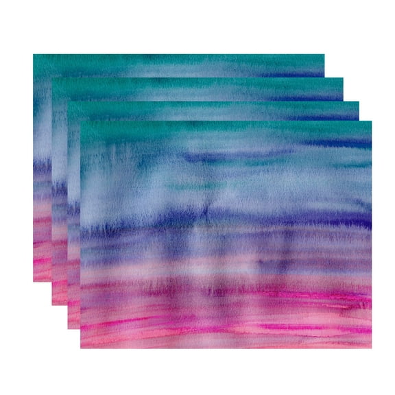 Simply Daisy Sunset Beauty 18 x 14 Inch Multi Stripe Print Placemat (Set of 4)