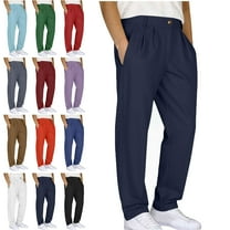 Lenago Mens Pants Boy Pants Work Pants Men Casual Loose Straight Leg Solid Pants With Double Pleated Front Pocket Men Comfy Cargo Pants Uniform Pants for Men
