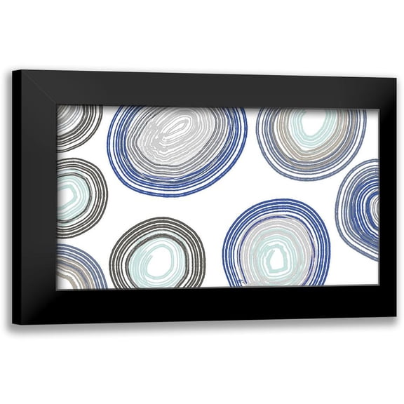Maria, Robin 14x10 Black Modern Framed Museum Art Print Titled - Blue And Gray Family Circle