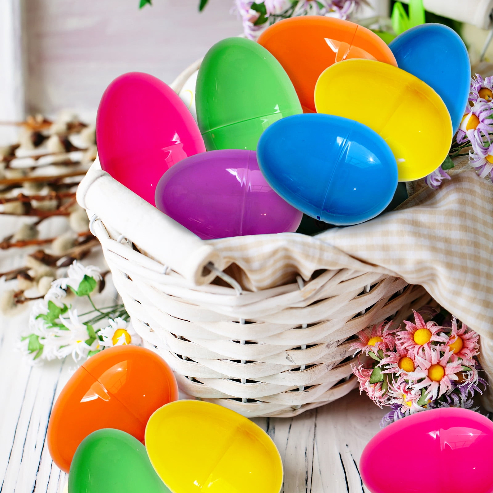 100 pcs Easter Eggs, 2.25" Empty Easter Eggs Fillable, Colorful Plastic Eggs Bulks for Easter Hunt, Party Favor, Basket Stuffers Filler, Classroom Prize Supplies