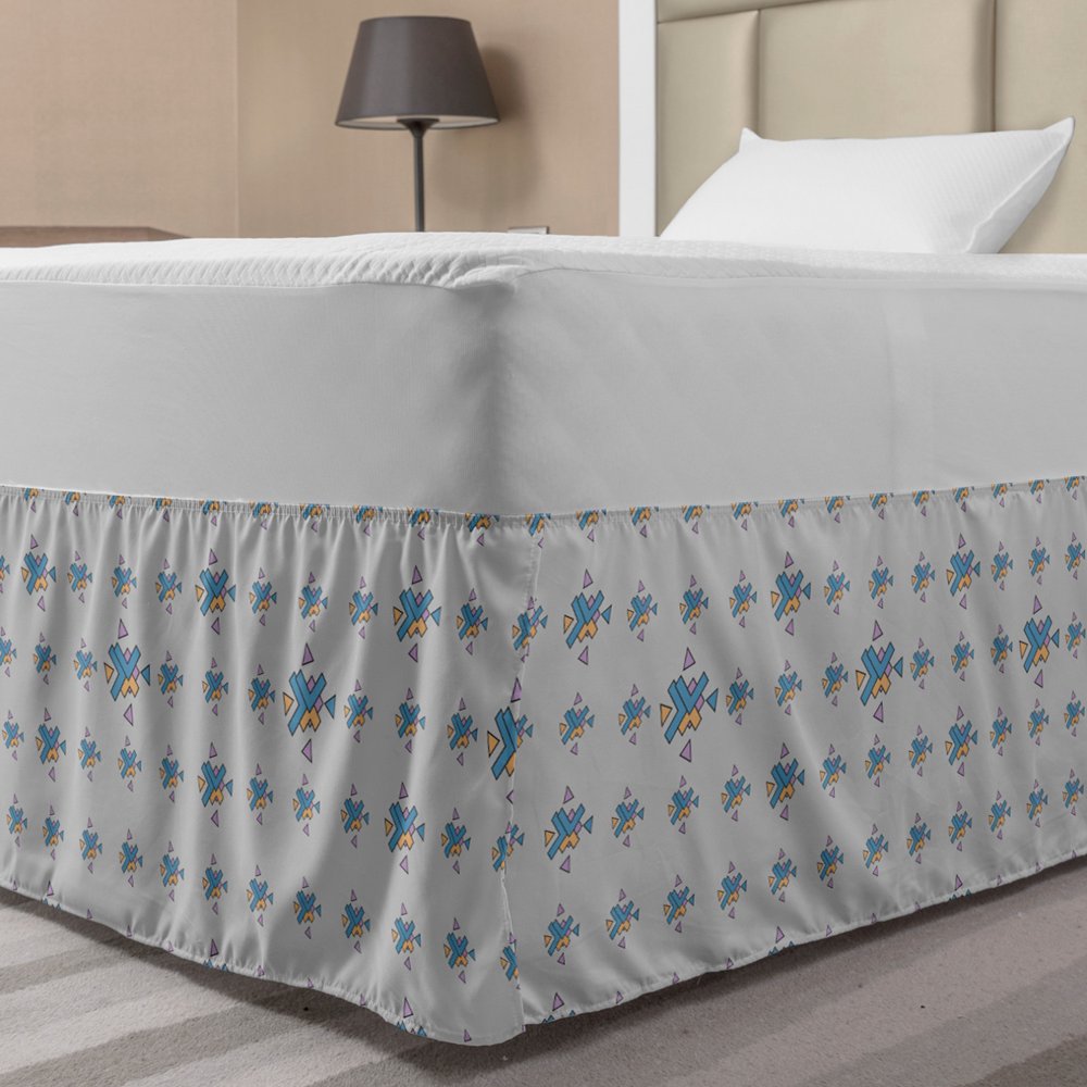 Geometric Bed Skirt, Pattern with Abstract Chaotic Simple Motifs