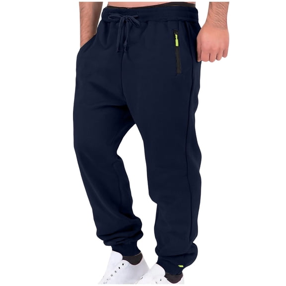 Klisyaur Mens Cargo Sweatpants with Zipper Pockets Athletic Pant Casual Drawstring Jogger Pants Outdoor Work Pant for Casual