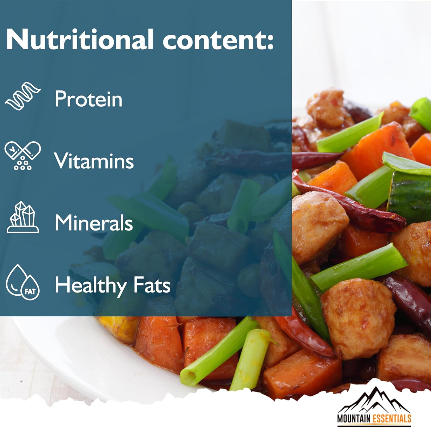 (Pack of 1) MOUNTAIN ESSENTIALS Freeze Dried Chicken Dices | Emergency Survival Bulk Food Storage Home Meals Hunting, Survival, Camping, Backpacking Food | 10 Servings 300g Pouch