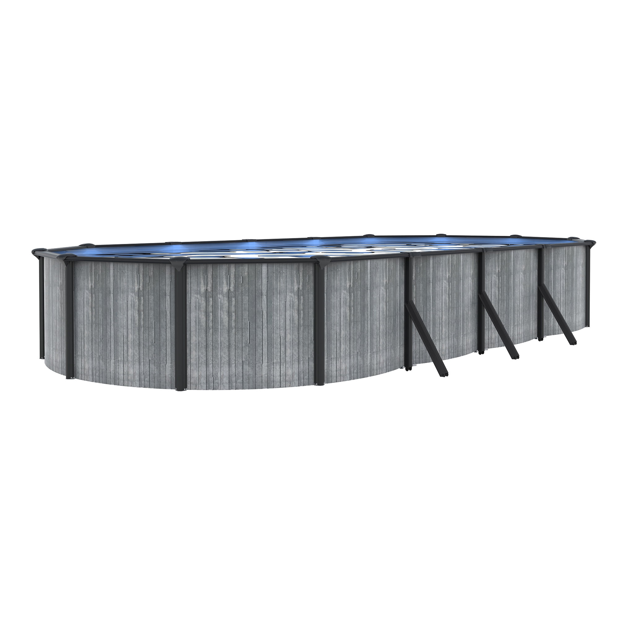 Blue Wave San Pedro 15x30-ft Oval 52-in Deep 6-in Top Rail Above Ground Steel Wall Swimming Pool Package