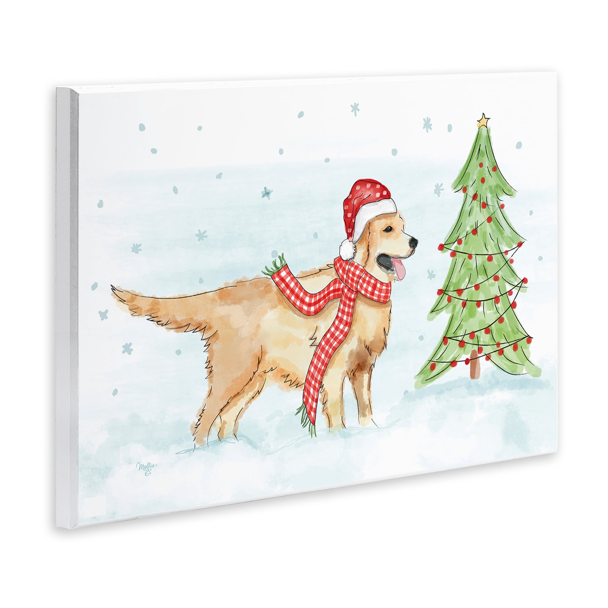 Stupell Industries Snowy Labrador Scene Holiday Painting Unframed Art Prints Wall Art, 15 x 10