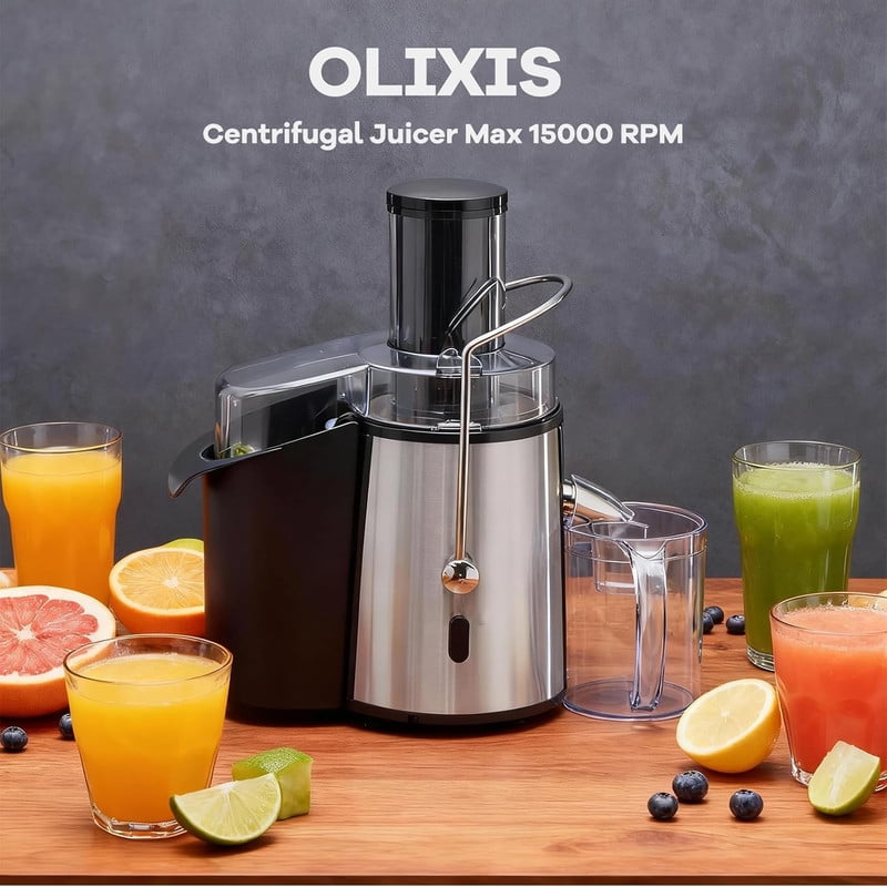 Sybels 480W High-Speed Centrifugal Juicer, 2.6" Wide Chute for Whole Fruits, 15000 RPM Maximum, BPA-Free, Easy to Clean, Black