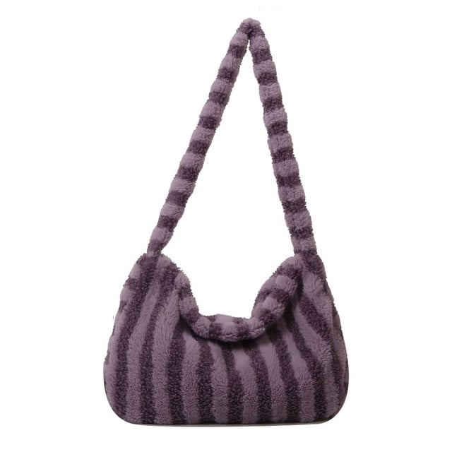 Bolso de hombro para mujer bolso de mano de felpa esponjoso de invierno bolso cruzado color morado