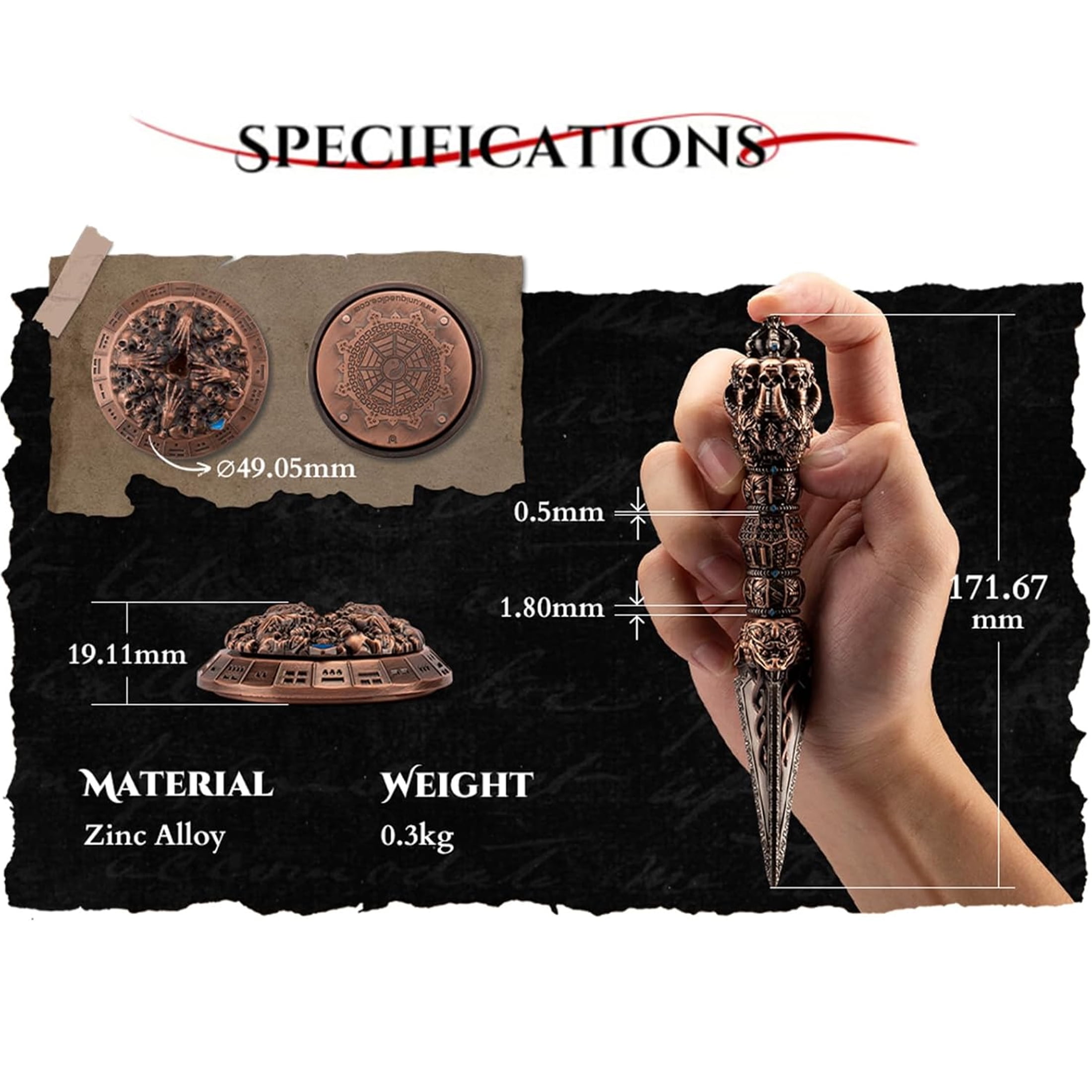 Wand Dice Unique Dice DND Roulette Dice Spinner for Dungeons and Dragons, Metal Dice Sets, for Role Playing Steampunk Theme Games