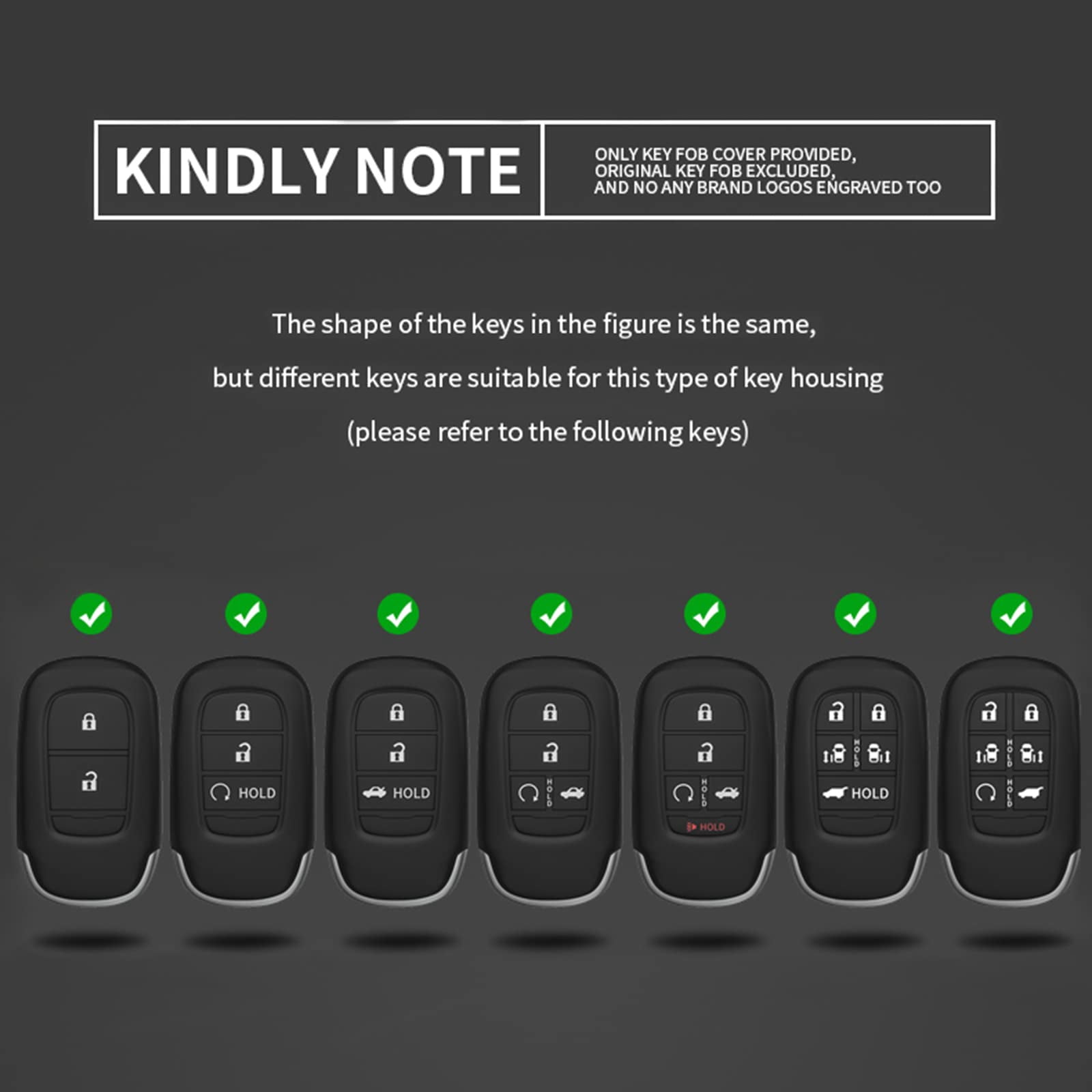for Honda Key Fob Cover, Honda Accessories TPU+Zinc Alloy Key Fob Case for 2022 2023 2024 Honda Accord Civic HR-V CR-V Pilot Sport SI EX EX-L Touring Smart Key