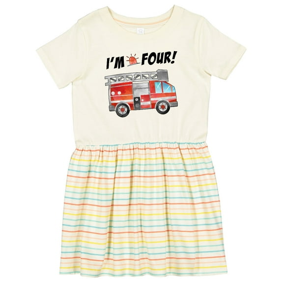 Inktastic I'm 4 Fire Truck 4th Birthday Girls Toddler Dress