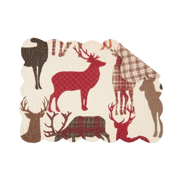 Colton Cotton Quilted Reversible Thanksgiving Placemats Set of 6, 13" x 19"