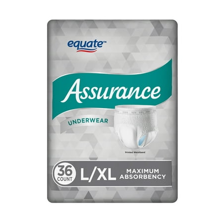 Assurance Underwear, Men's, Size L/XL, 36 Count (Best Adult Diapers For Bowel Incontinence)
