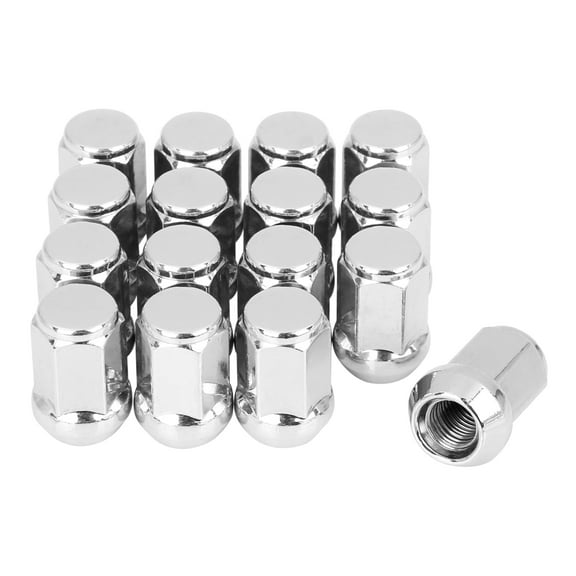 16 Pcs M12x1.5 Chrome Bulge Acorn Wheel Lug Nuts Cone Seat Silver Tone for Car