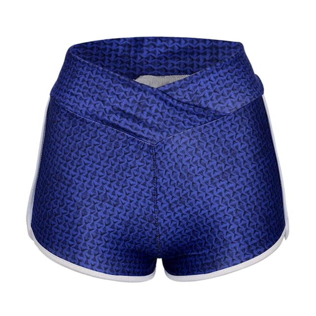 Pantalones Cortos De Yoga De Cintura Alta Para Mujer Gimnasio En Casa Deportes Fitness Azul L SM SunniMix Shorts de yoga de cintura alta