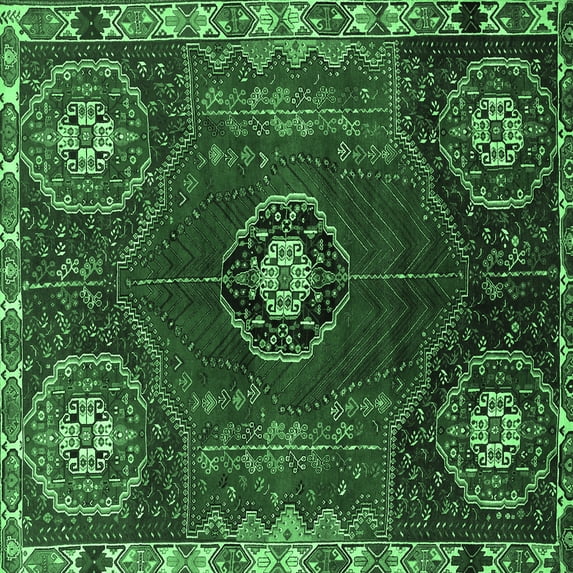 Ahgly Company Indoor Square Persian Emerald Green Traditional Area Rugs, 8' Square