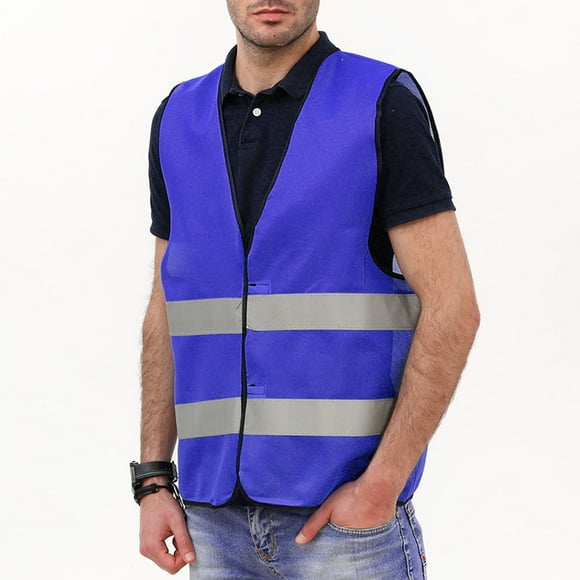 Pisexur Jackets for Men Reflective Tank Construction Construction Garden At Night Protective Sleeveless Hatless Casual Coat Dark Blue,均码