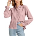 thumbnail image 4 of ClodeEU Women's Ruffle Collar Long Sleeve Button Down Shirt,Elegant Solid Dress Blouse Casual Top ,Women's Plus L, 4 of 4