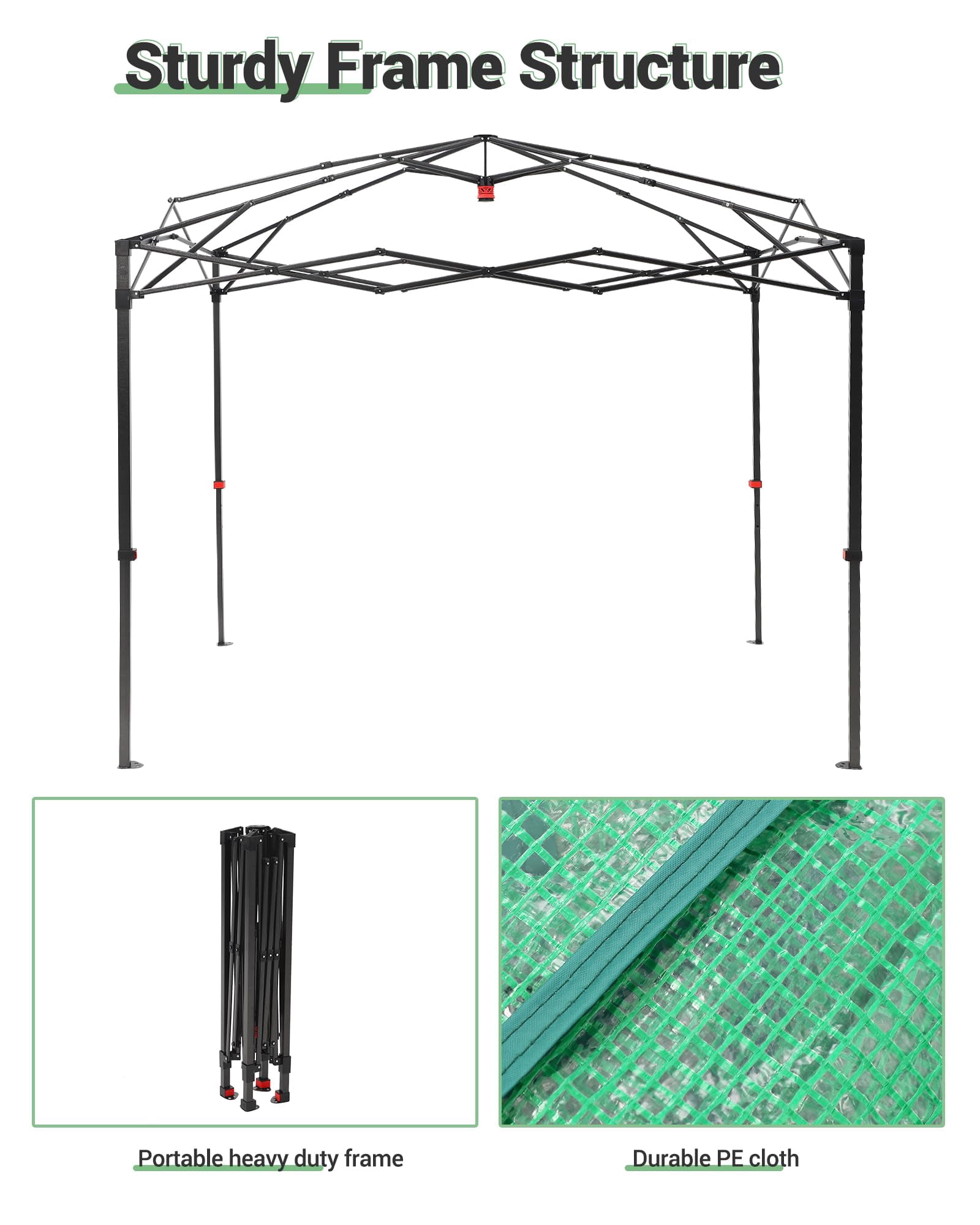 Instant Pop-up Greenhouse, Portable Indoor Outdoor Plant Gardening Green House, Roll-Up Zipper Doors and Side Windows, Walk in 8x12 ft, PE Cover, Green/Clear