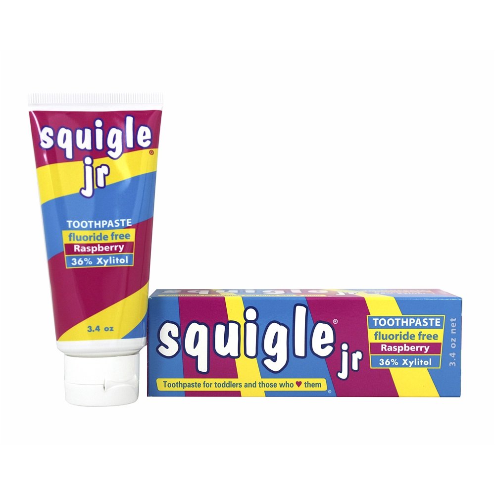 Squigle Jr Kids' Toothpaste Fluoride Free Raspberry 3.4 oz