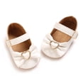 thumbnail image 3 of Girls Bow Sandals 2026 Summer Baby Girl Mary Jane Flat Shoes Fashion Buckle Solid Color Closed Toe Princess Dress Shoes White 4 Infant, 3 of 5