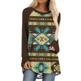 thumbnail image 2 of Mujeres Casual Tribal Wind Impreso Manga larga O-cuello Pullover Blusa Camiseta Tops Pompotops  FGAJ716, 2 of 5