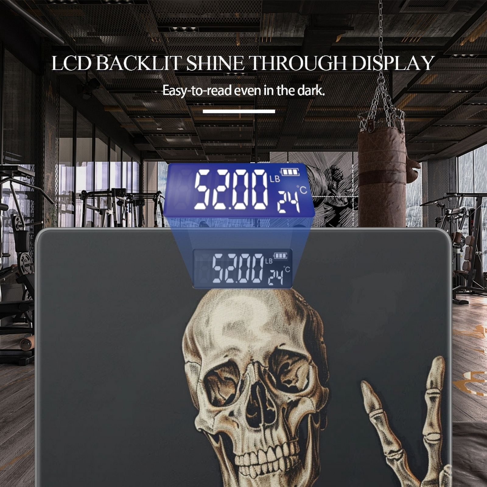 High Precision Body Weight Scale Smart Bathroom Scales with Large LCD Display(400lbs),Decorative for Bedroom-Skeleton Making Sign With Hand