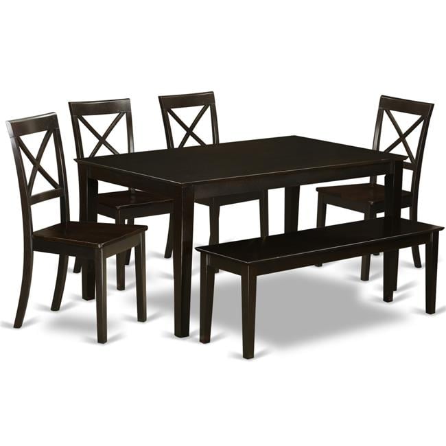 Dining Room Table Set Kitchen Table & 4 Chairs & 1 Benches 6 Piece