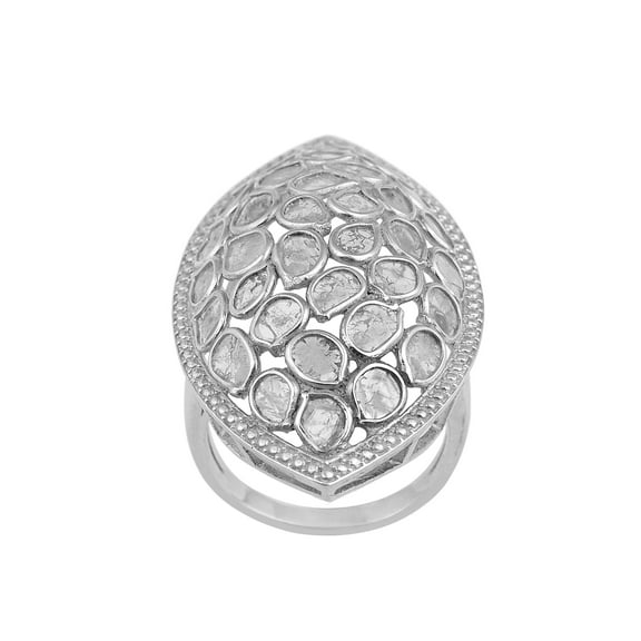 2.50 CT Natural Slice Polki Diamond Cluster Women's Mother's Day Gift Ring 925 Sterling Silver