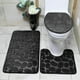 thumbnail image 5 of 3 alfombrillas de baño con relieve de adoquines, antideslizantes, para tapa de inodoro, color negro, 5 of 12