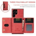 thumbnail image 3 of SaniMore Case for Samsung Galaxy S24 Ultra 6.8" 2024, Retro PU Leather Case Soft TPU Inner Detachable Magnetic Folding Card Pocket Flip Kickstand Anti-drop Shockproof Protectiive Case, Red, 3 of 11
