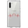 thumbnail image 1 of DistinctInk Clear Shockproof Hybrid Case for Samsung Galaxy Note 10 (6.3" Screen) - TPU Bumper Acrylic Back Tempered Glass Screen Protector - Heart Pulse EKG Red Valentine, 1 of 1