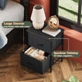 thumbnail image 4 of Black Night Stand Small Dresser with 2 Drawers and Wooden Top Bedside Table with Fabric Bins End Table for Bedroom Closet Entryway College Dorm Charcoal Black, 4 of 7