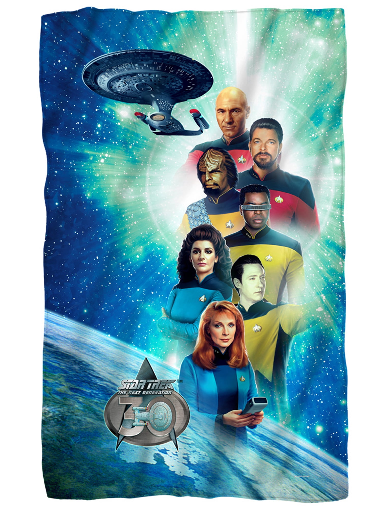 Star Trek TNG "30 Crew" Microfiber Fleece Blanket 36" X 58" Walmart