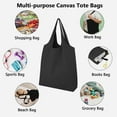 thumbnail image 7 of Muka Roll-Up Tote Bag with Inner Pockets and Elastic Band, Black Cotton Canvas Grocery Bag, 7 of 7