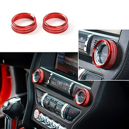 Thenice For Ford Mustang 2015 2016 2017 2018 Interior Voice Volume Control Tune Knob Switch Cover Decoration Ring Trim Red