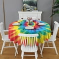 thumbnail image 2 of Colorful Tie Dye Mandala Pattern Round Tablecloth 60"x60",Wrinkle Wipeable Table Cloth for Kitchen Dining Room Picnic Patio Party, 2 of 6