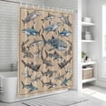 thumbnail image 5 of Ocean Sharks Shower Curtain Set - Extra Long 72" x 96" Washable Bathtub Curtain with 12 Hooks, Vintage Coastal Underwater Animals Brown Waterproof Fabric Shower Curtains for Bathroom/Bathtub Décor, 5 of 6