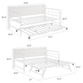 thumbnail image 2 of QinaQin Twin Daybed with Trundle and LED Lights, Metal Bed Frame with Linen Upholstered Headboard and Charging Station for Guest Room, 2 of 7