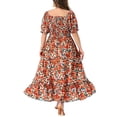 thumbnail image 4 of DARING DIVA Women's Plus Size Short Sleeve Square Neck Maxi Floral Dress 4X Red, 4 of 6