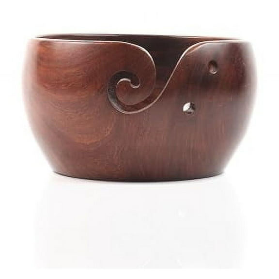 Creation India Craft Hadncrafted Wooden Yarn Bowl, Yarn Ball Holder, Rosewood Yarn Ball, Knitting and Crocheting, Decorative Bowl, Gift for Her (Large)